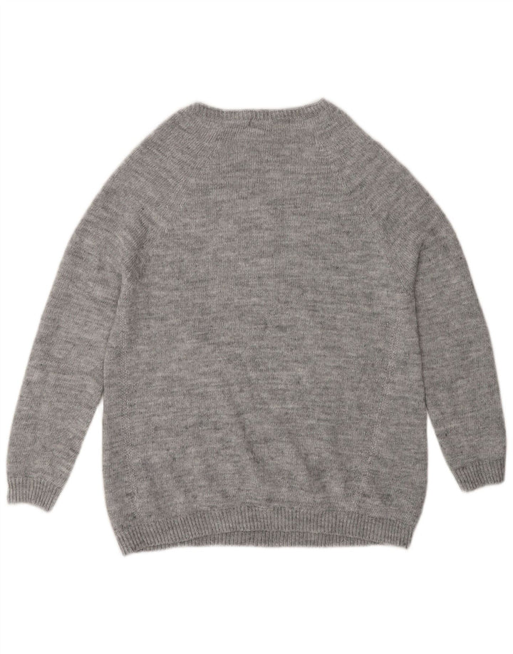 REPLAY Womens Longline Crew Neck Jumper Sweater UK 14 Medium Grey Acrylic