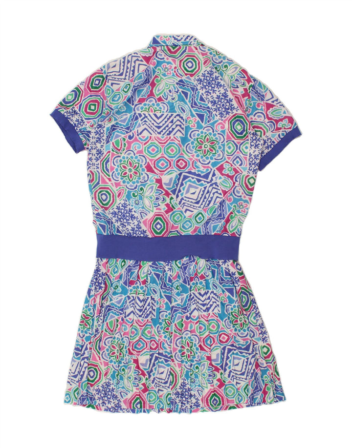 ST MICHAEL Womens Abstract Pattern Drop Waist Dress EU 42 Large Blue Vintage St Michael and Second-Hand St Michael from Messina Hembry 