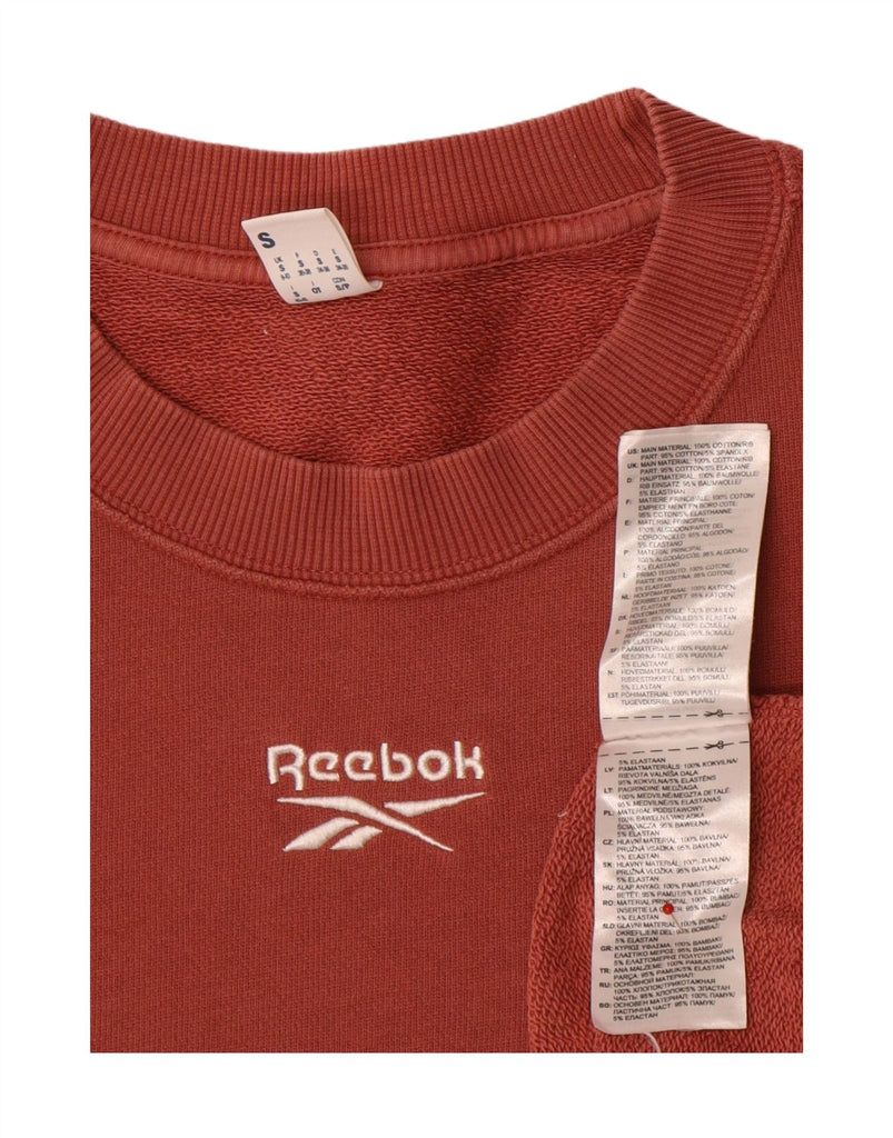 REEBOK Womens Oversized Sweatshirt Jumper UK 8/10 Small Maroon Cotton Vintage Reebok and Second-Hand Reebok from Messina Hembry 