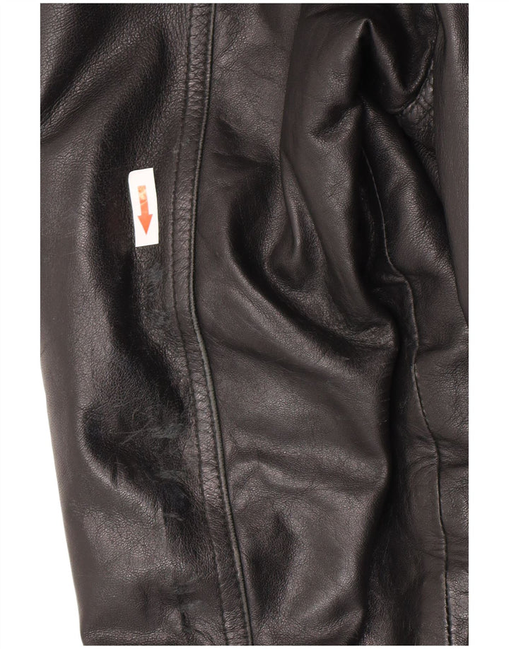 Vintage Mens Leather Jacket UK 36 Small Black Leather
