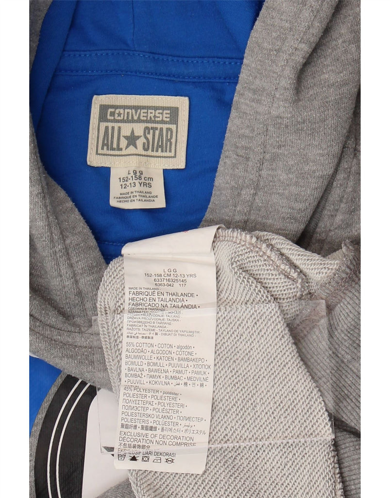 CONVERSE Boys Graphic Hoodie Jumper 12-13 Years Grey Cotton Vintage Converse and Second-Hand Converse from Messina Hembry 