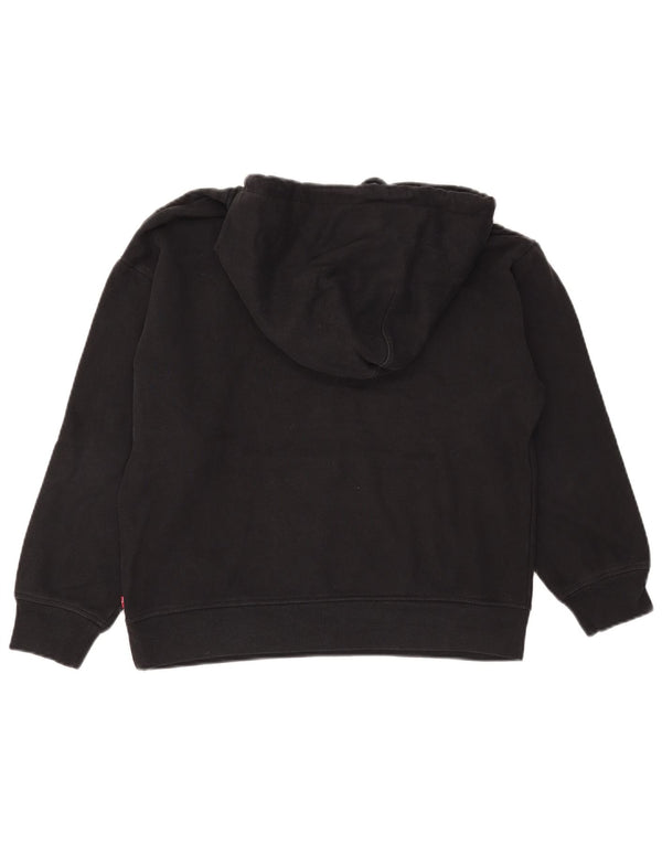 LEVI'S Womens Graphic Oversized Hoodie Jumper UK 10 Small Black Cotton
