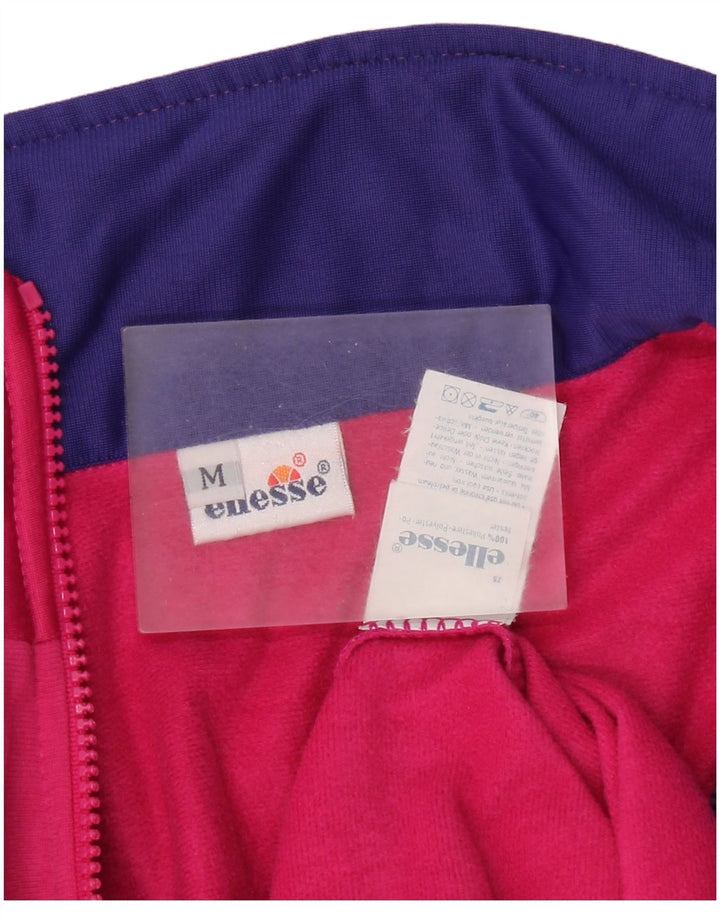 Ellesse Womens Tracksuit Top Jacket UK 14 Medium Pink Colourblock Retro