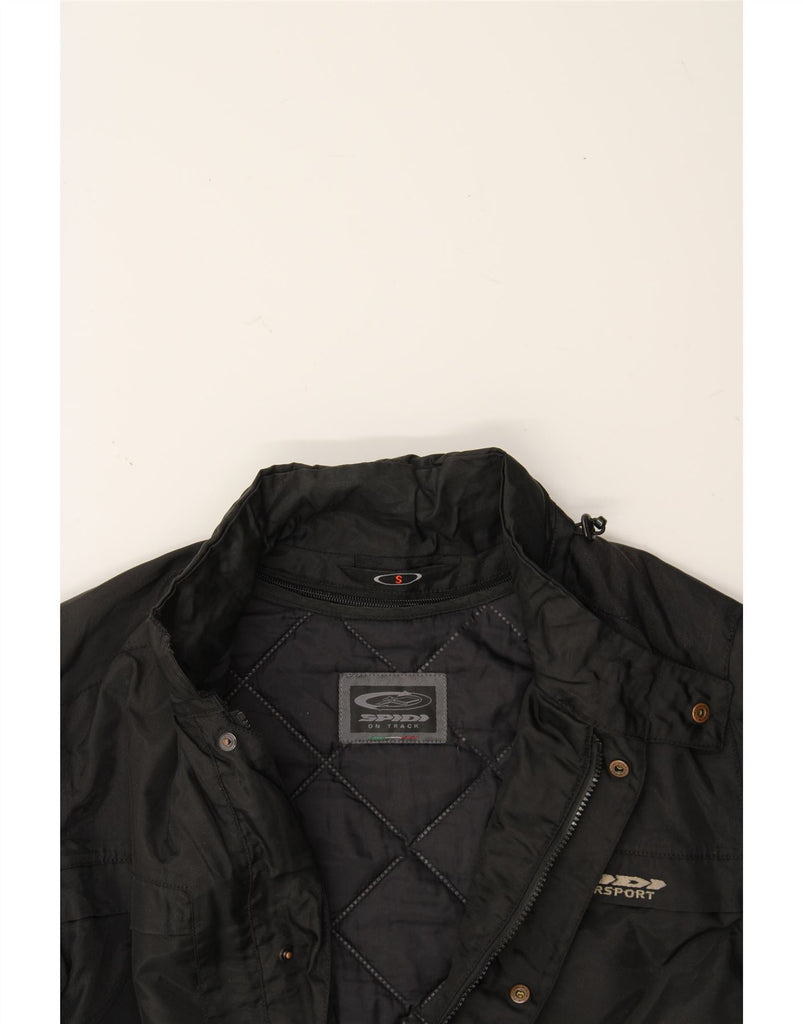 SPIDI Mens Hooded Windbreaker Jacket UK 36 Small Black Polyester Vintage Spidi and Second-Hand Spidi from Messina Hembry 