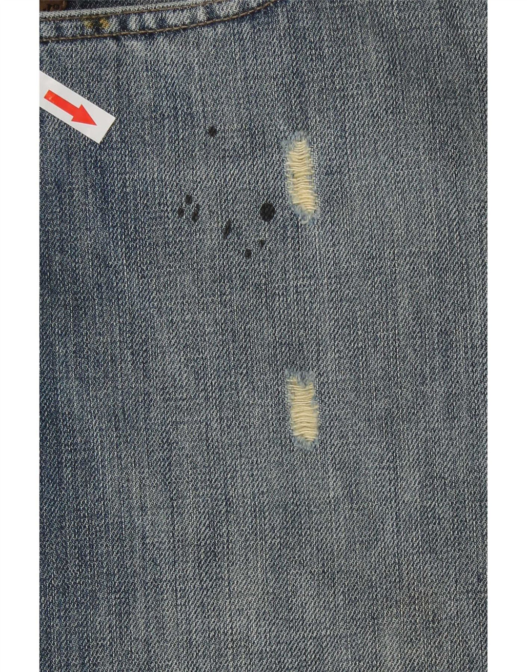 Armani Mens Distressed Straight Jeans W36 L30 Blue Cotton