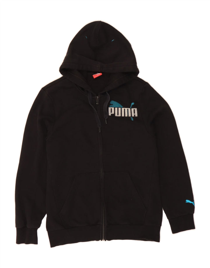 PUMA Mens Graphic Zip Hoodie Sweater Small Black Cotton Vintage Puma and Second-Hand Puma from Messina Hembry 