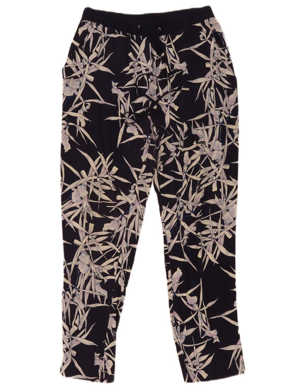 Whistles Womens Slim Cropped Trousers UK 8 Small W27 L26 Navy Blue Floral