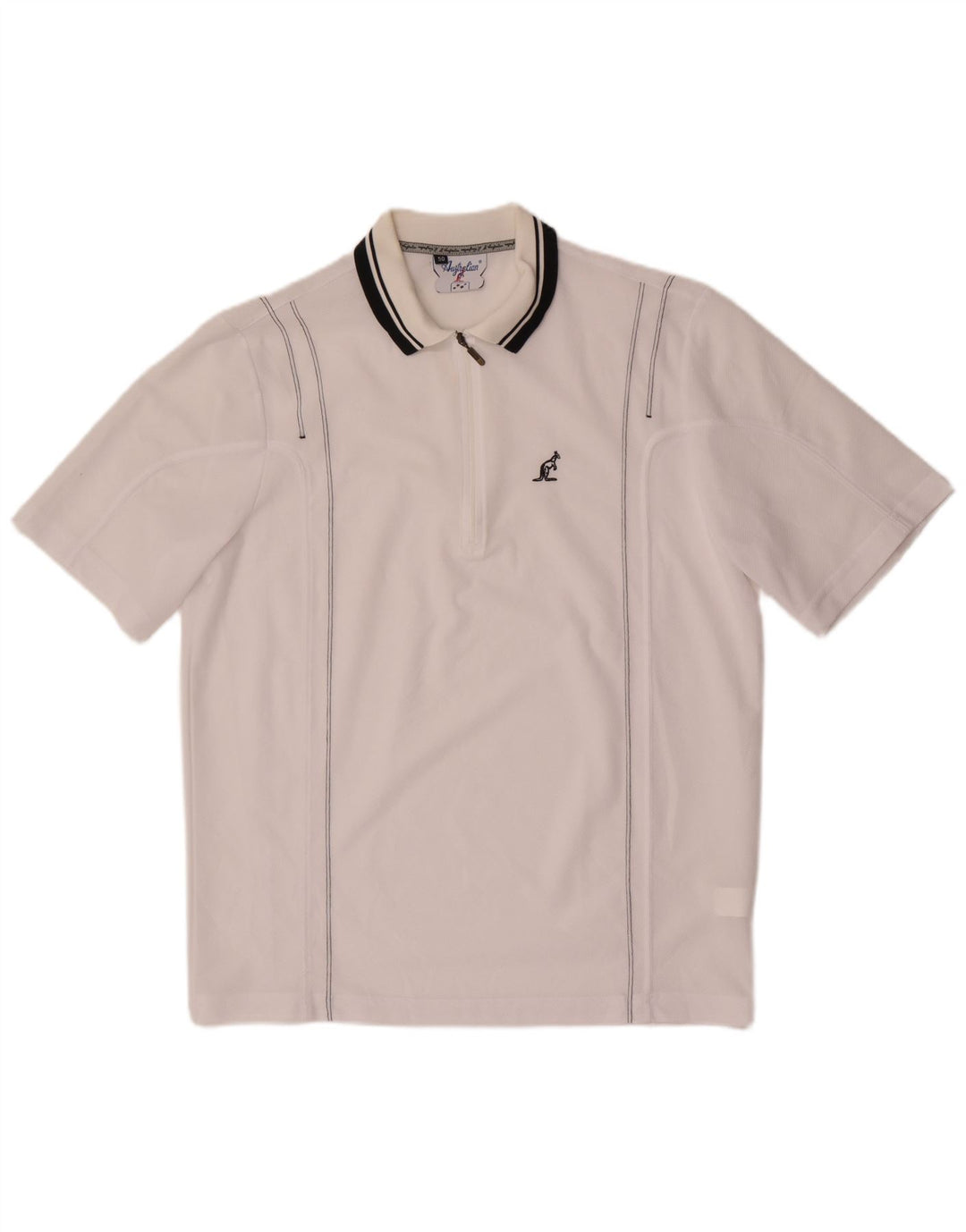 AUSTRALIAN L'ALPINA Mens Zip Neck Polo Shirt IT 50 Medium White Polyester