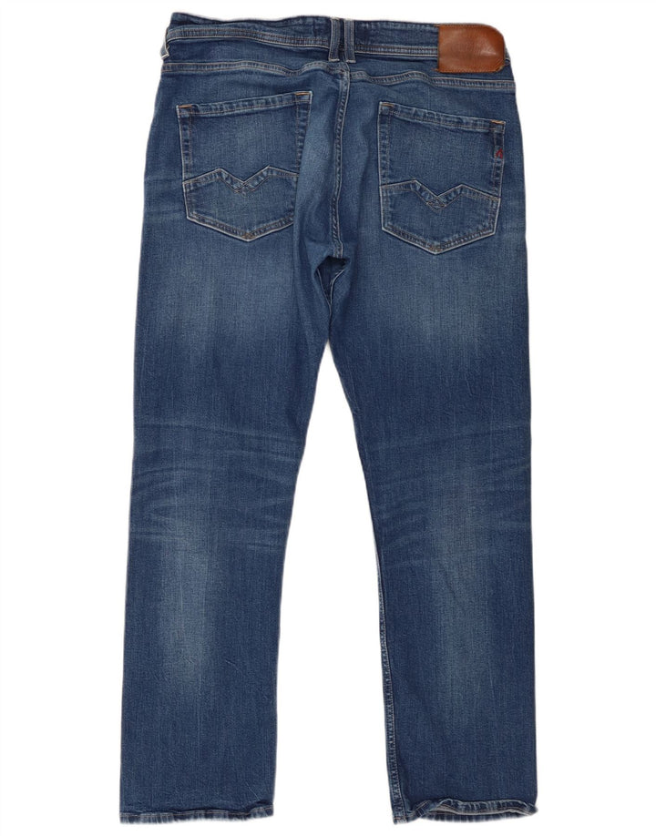 Replay Mens Rocco Slim Jeans W34 L30 Blue Cotton