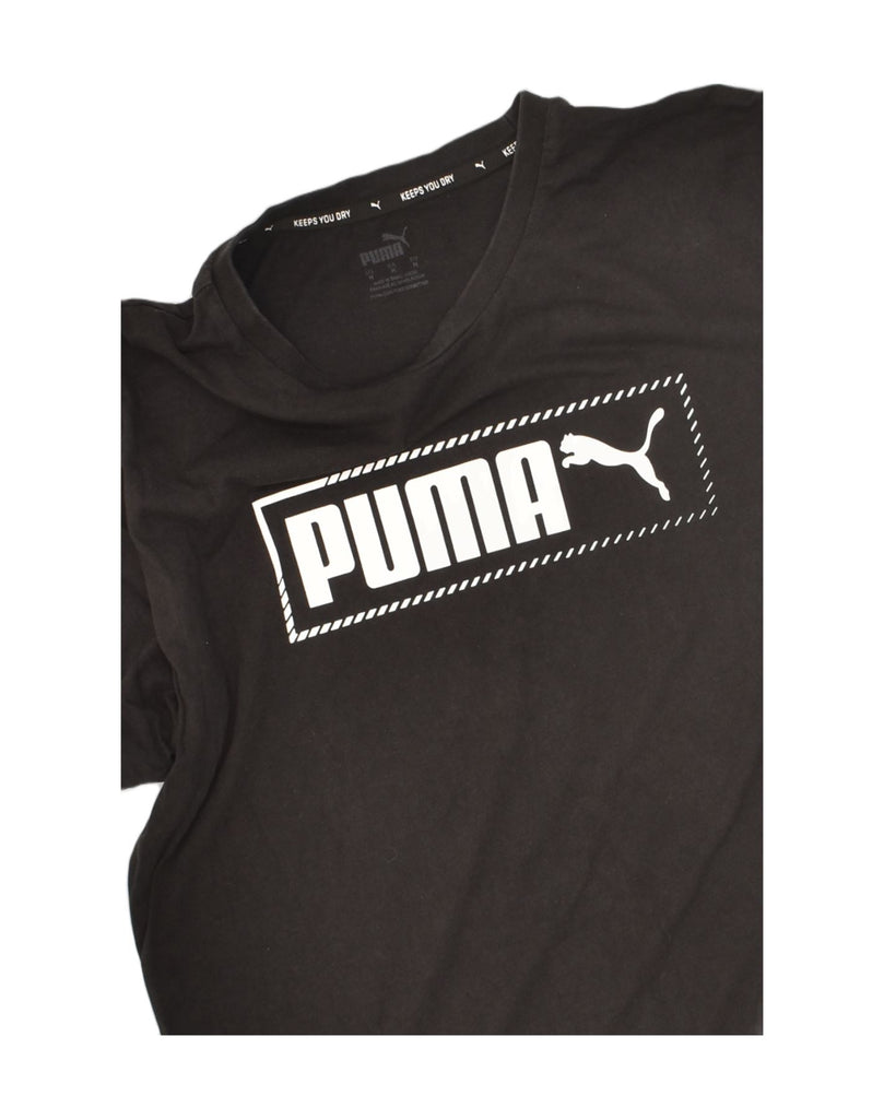 PUMA Mens Graphic T-Shirt Top Medium Black Cotton | Vintage Puma | Thrift | Second-Hand Puma | Used Clothing | Messina Hembry 