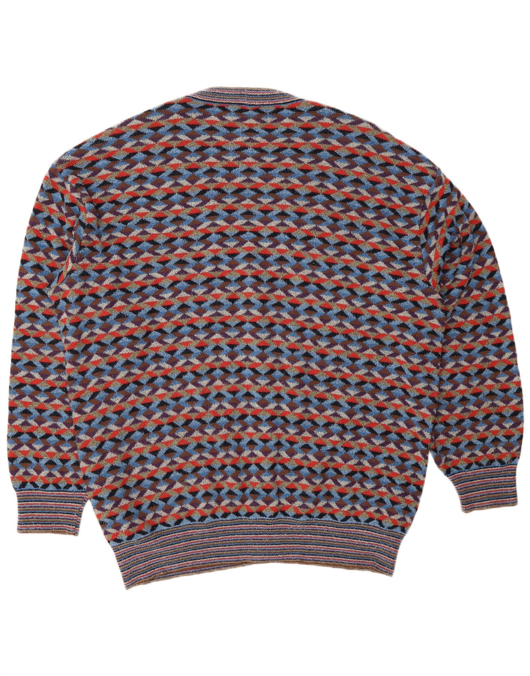 MISSONI Mens Cardigan Sweater IT 54 XL Multicoloured Geometric Designer