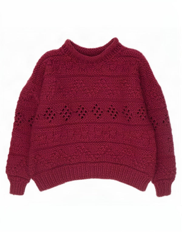 Vintage Womens Oversized Turtle Neck Jumper Sweater UK 18 XL Burgundy