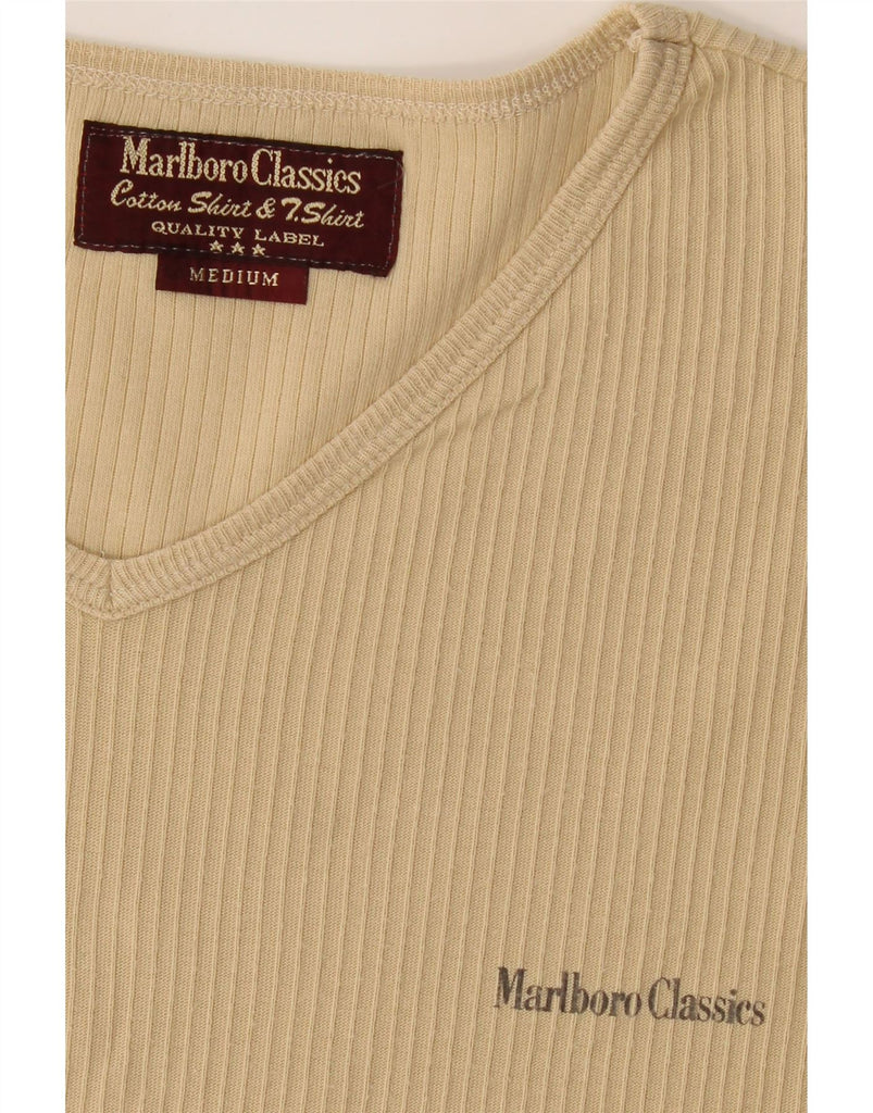 MARLBORO CLASSICS Mens T-Shirt Top Medium Beige Cotton Vintage Marlboro Classics and Second-Hand Marlboro Classics from Messina Hembry 