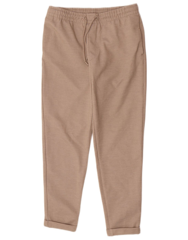 Zara Womens Crop Tapered Chino Trousers Medium W30 L27 Beige Modern