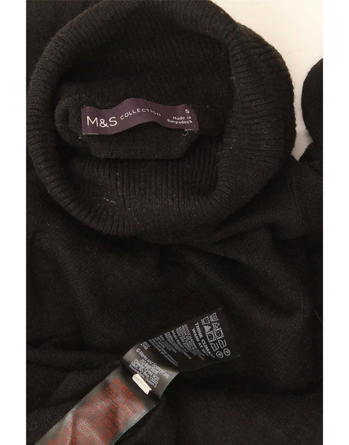 Marks & Spencer Mens Roll Neck Jumper Sweater Small Black Polyester