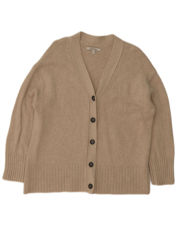 Barbour Womens Oversized Cardigan Sweater UK 10 Small Beige Cotton