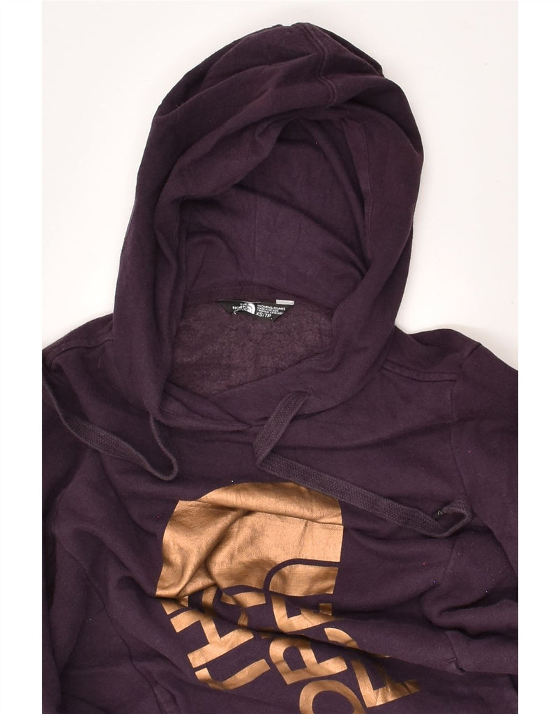 THE NORTH FACE Womens Graphic Hoodie Jumper UK 4 XS Purple Cotton | Vintage The North Face | Thrift | Second-Hand The North Face | Used Clothing | Messina Hembry 