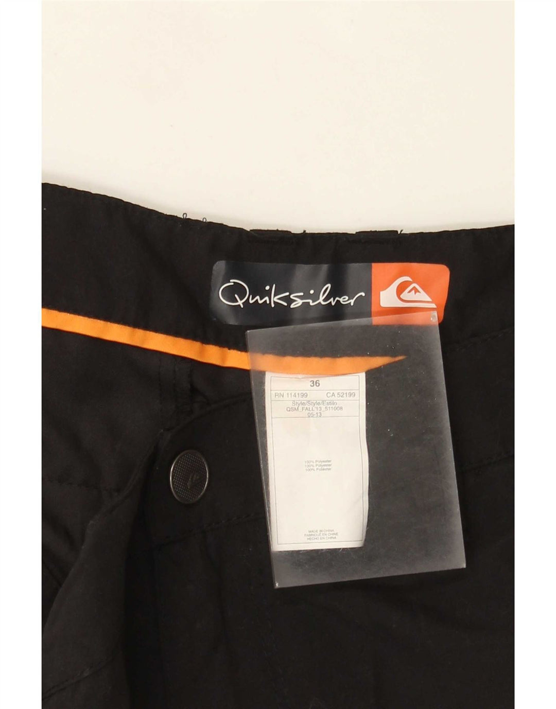 Quiksilver Mens Chino Shorts W36 Large Black Polyester
