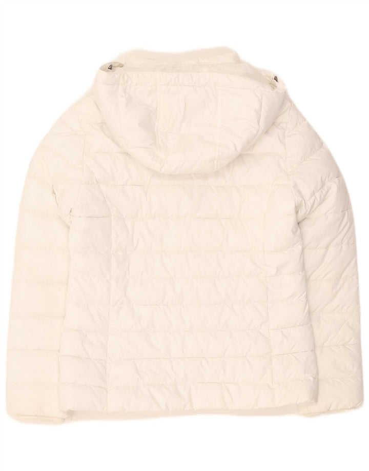 Tommy Hilfiger Womens Hooded Padded Jacket UK 14 Medium White Polyester