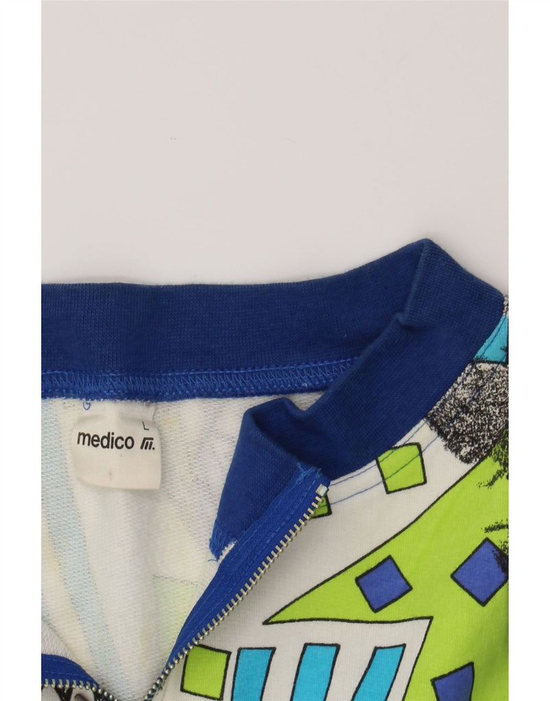 MEDICO Mens Full Tracksuit Large  Blue Geometric Cotton Vintage Medico and Second-Hand Medico from Messina Hembry 