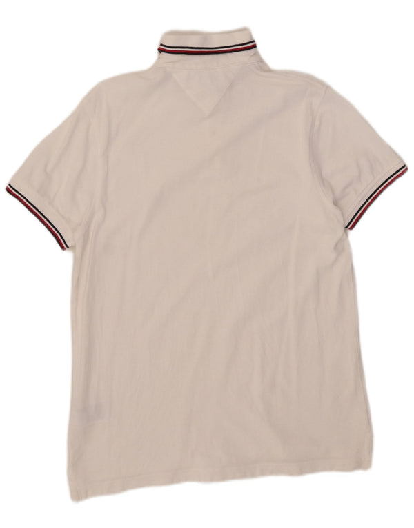 Tommy Hilfiger Mens Slim Fit Polo Shirt Medium White Cotton