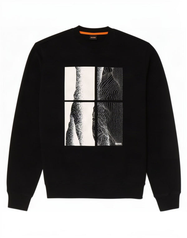 Hugo Boss Mens Graphic Sweatshirt Jumper Medium Black Cotton