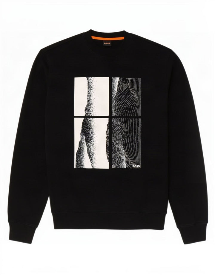 Hugo Boss Mens Graphic Sweatshirt Jumper Medium Black Cotton