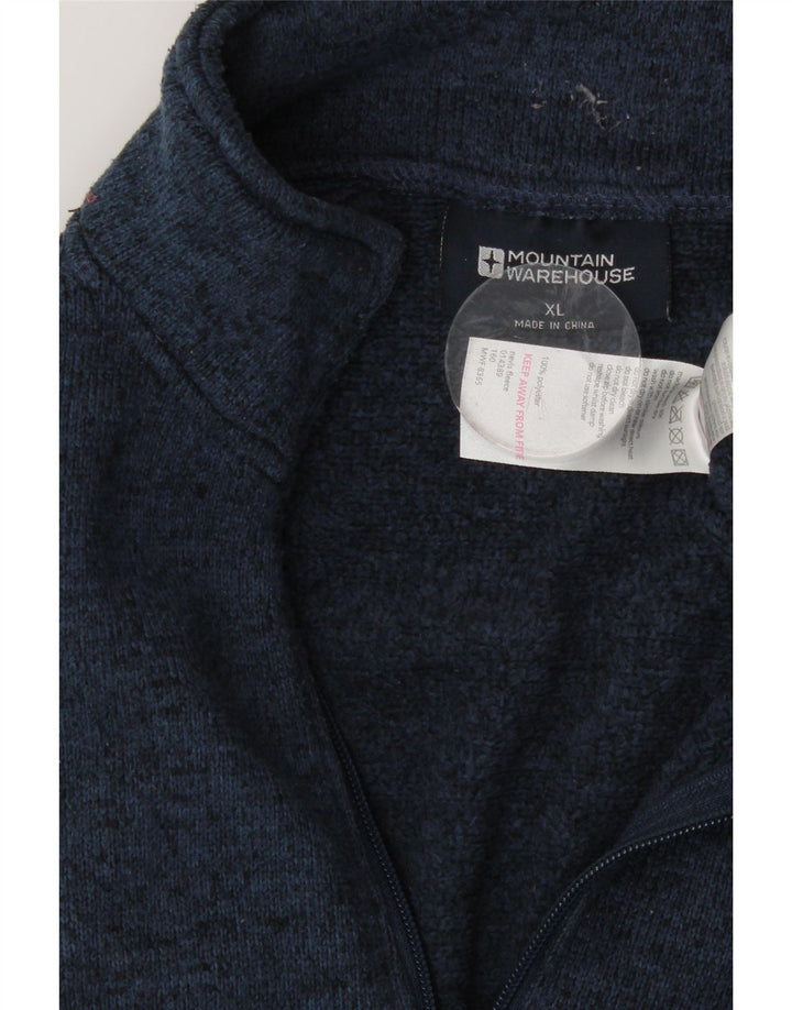 MOUNTAIN WAREHOUSE Mens Zip Neck Fleece Jumper XL Navy Blue Flecked Vintage Mountain Warehouse and Second-Hand Mountain Warehouse from Messina Hembry 