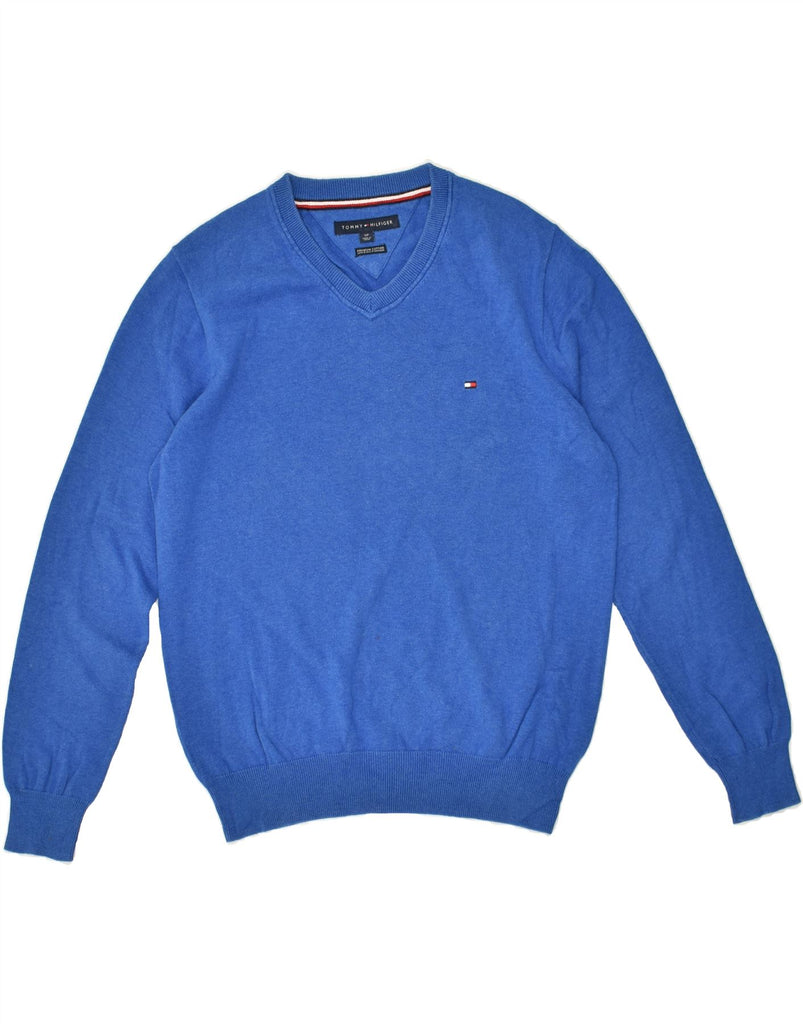 TOMMY HILFIGER Mens V-Neck Jumper Sweater Small Blue | Vintage Tommy Hilfiger | Thrift | Second-Hand Tommy Hilfiger | Used Clothing | Messina Hembry 