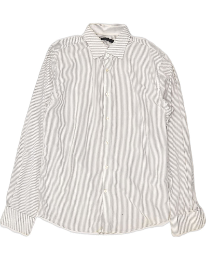 JACK & JONES Mens Premium Slim Shirt XL White Pinstripe Cotton | Vintage Jack & Jones | Thrift | Second-Hand Jack & Jones | Used Clothing | Messina Hembry 