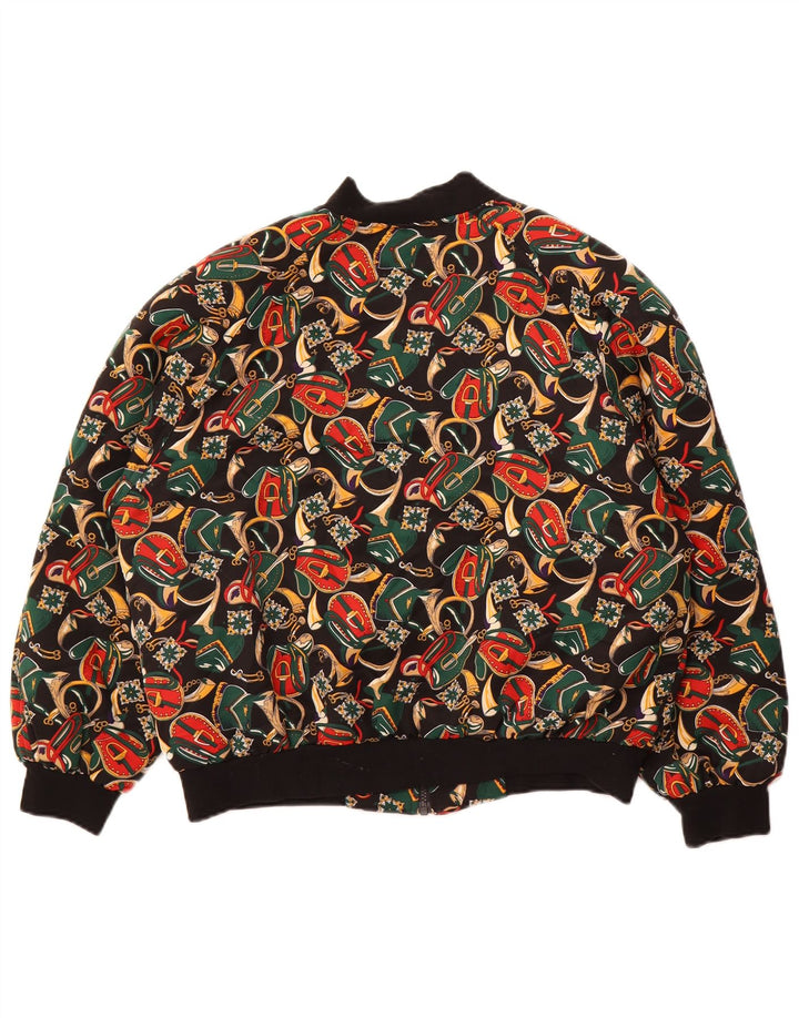 EASTEX Womens Oversized Graphic Bomber Jacket UK 14 Large  Black Polyester