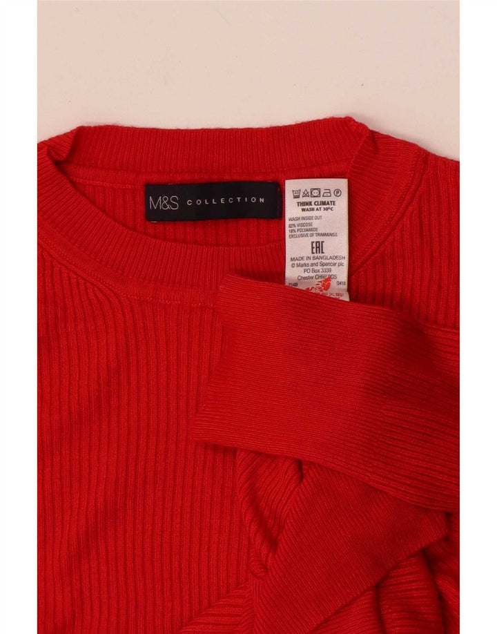 Marks & Spencer Womens Crew Neck Jumper Sweater UK 14 Large Red Viscose