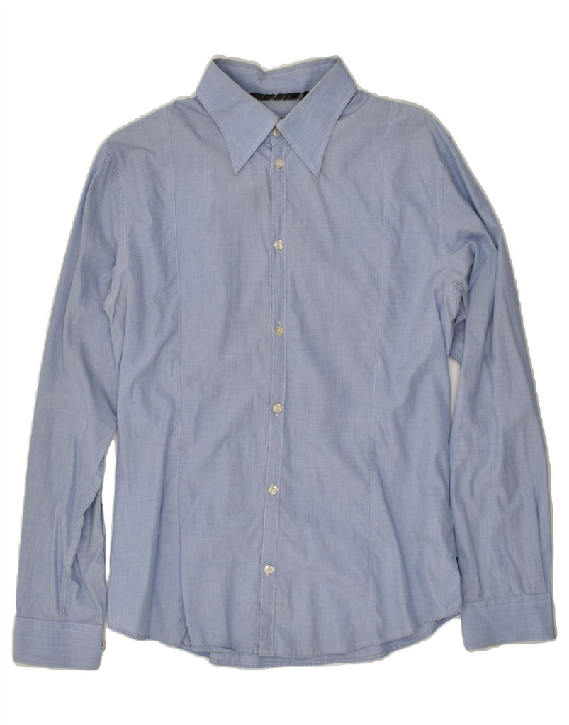 ARMANI Mens Shirt Medium Blue Cotton | Vintage Armani | Thrift | Second-Hand Armani | Used Clothing | Messina Hembry 