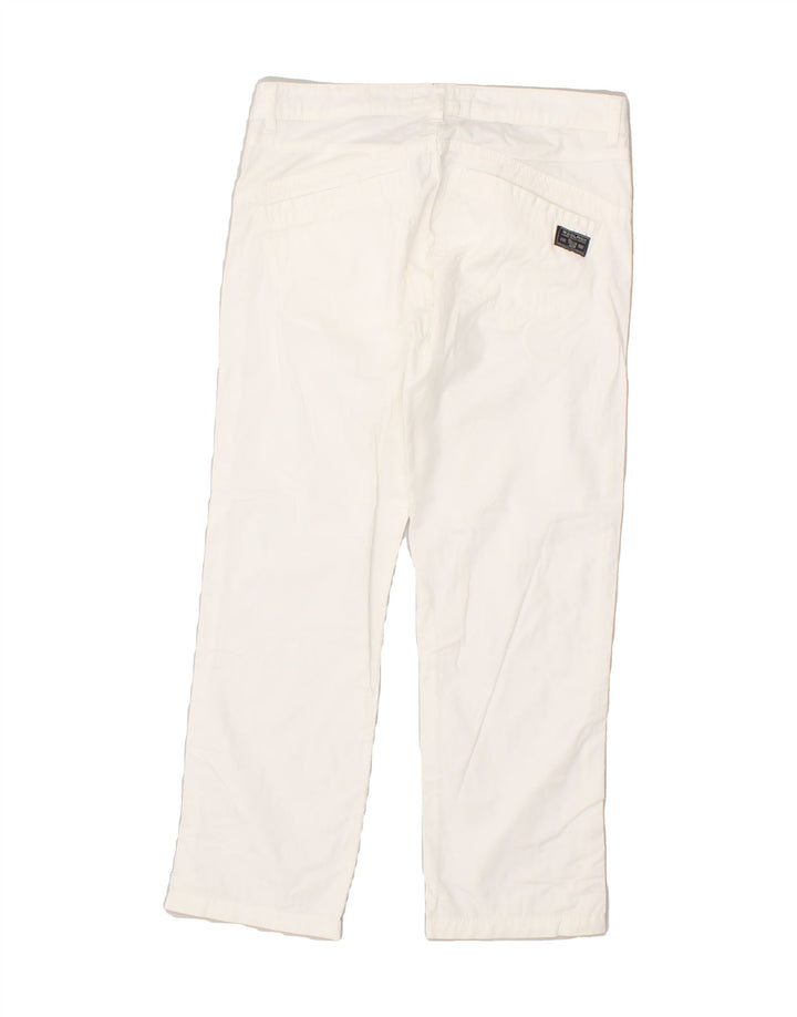 WOOLRICH Womens Straight Casual Trousers UK 12 Medium W28 L23 White Cotton | Vintage Woolrich | Thrift | Second-Hand Woolrich | Used Clothing | Messina Hembry 