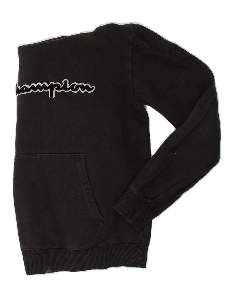 CHAMPION Womens Graphic Hoodie Jumper UK 14 Medium Black Cotton | Vintage Champion | Thrift | Second-Hand Champion | Used Clothing | Messina Hembry 