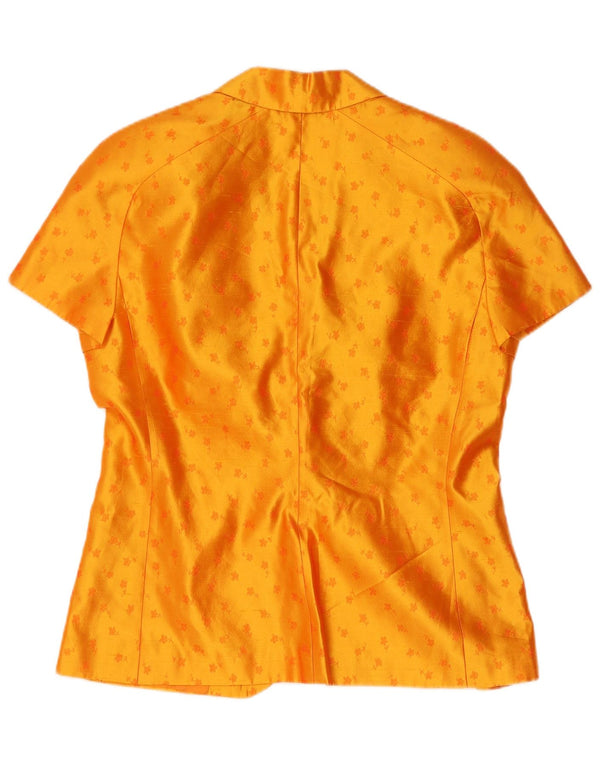 Gai Mattiolo Womens Short Sleeve Cardigan Top IT 46 Large Orange Floral