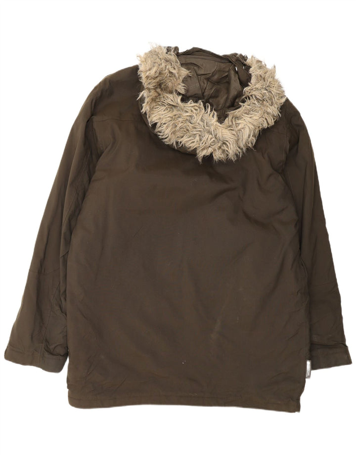Mountain Warehouse Mens Hooded Parka Jacket UK 38 Medium Brown Nylon