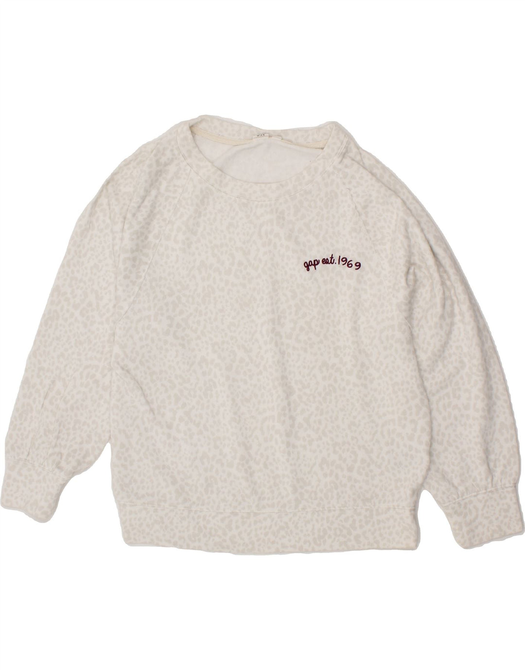 GAP Womens Sweatshirt Jumper UK 14 Medium White Animal Print Polyester Vintage Gap and Second-Hand Gap from Messina Hembry 