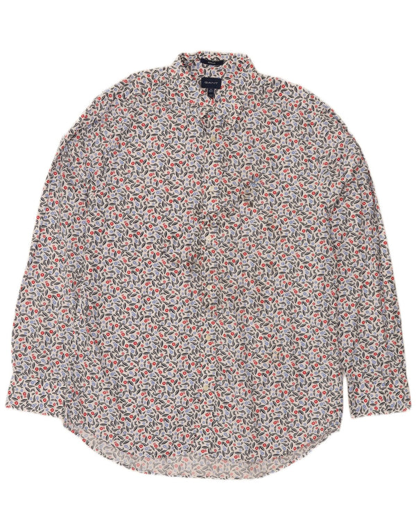 Gant Mens Regular Fit Shirt Size 43/44 17 1/2 XL White Floral Cotton