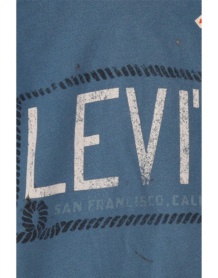 Levi's Mens Graphic Hoodie Jumper Large Blue Cotton