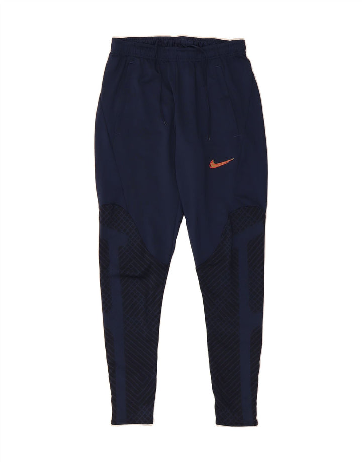 NIKE Womens Dri Fit Tracksuit Trousers UK 10 Small Navy Blue Check Vintage Nike and Second-Hand Nike from Messina Hembry 