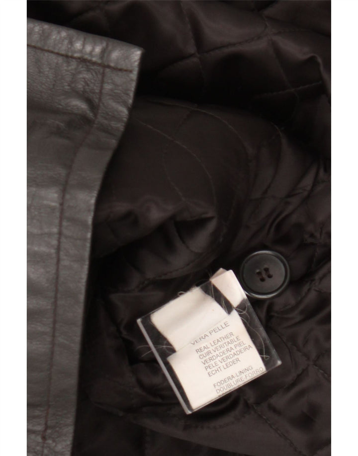 Vintage Womens Leather Coat IT 50 XL Brown Leather