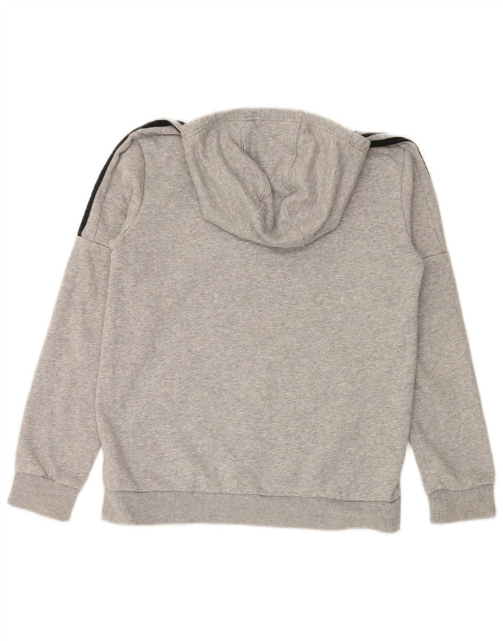 ADIDAS Boys Graphic Hoodie Jumper 13-14 Years Grey Cotton