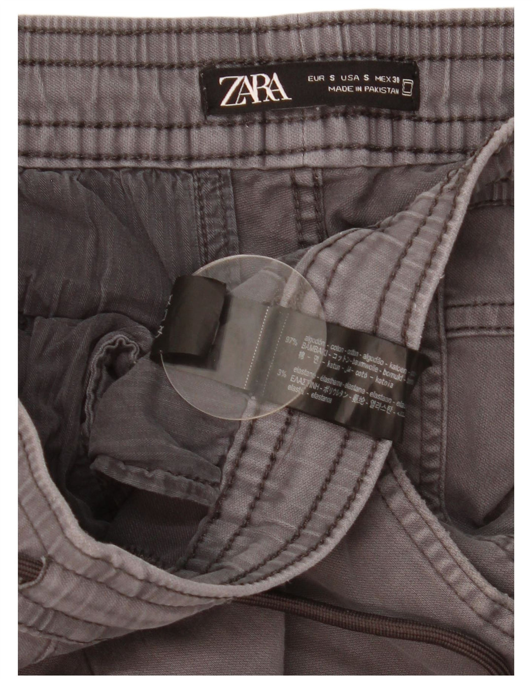 Zara Mens Cargo Joggers Cargo Trousers Small  W30 L29 Grey Cotton