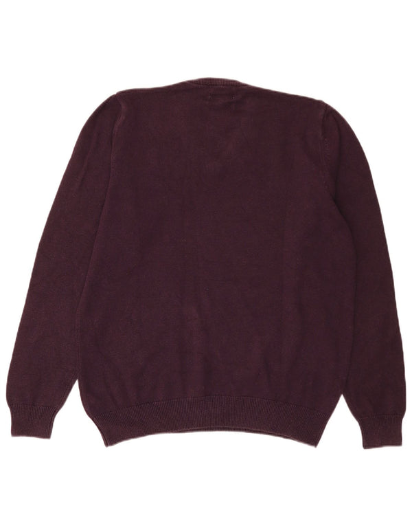 Marks & Spencer Mens V-Neck Jumper Sweater Medium Purple Cotton