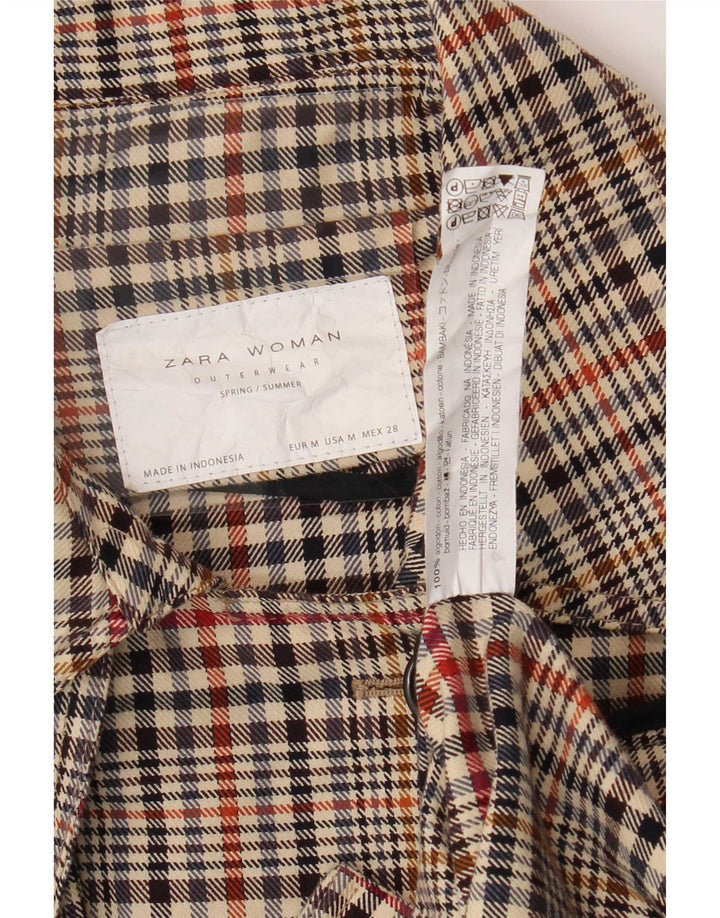 Zara Womens Trench Coat UK 14 Medium Multicoloured Houndstooth