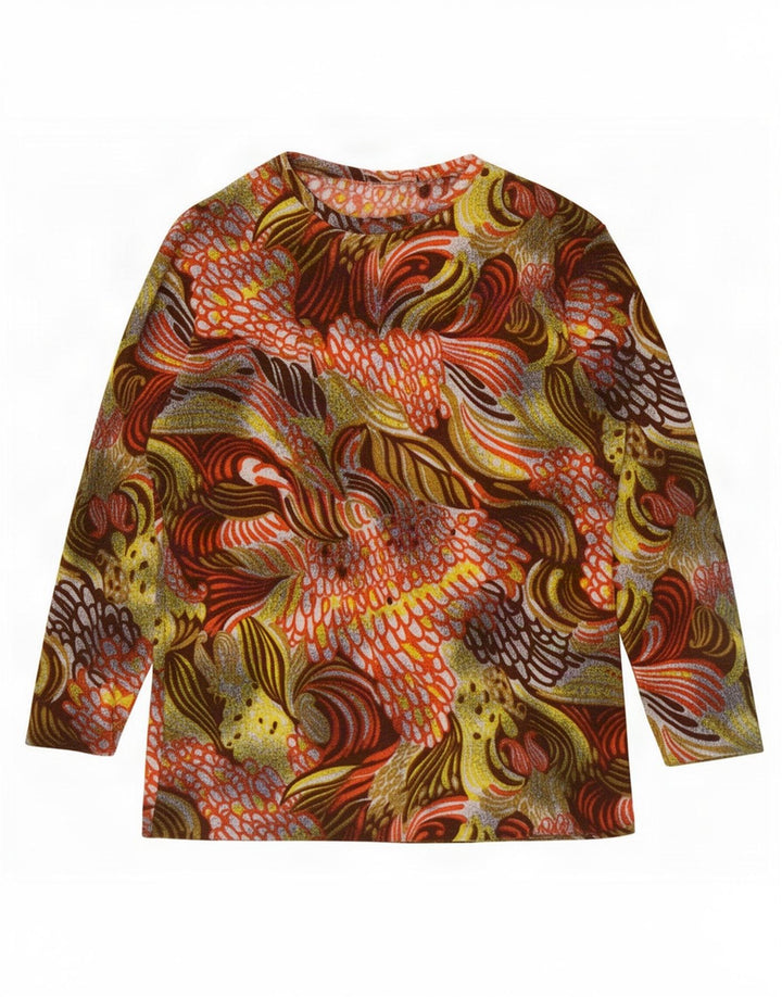 Vintage Womens Abstract Pattern Top Long Sleeve UK 14 Medium Multicoloured