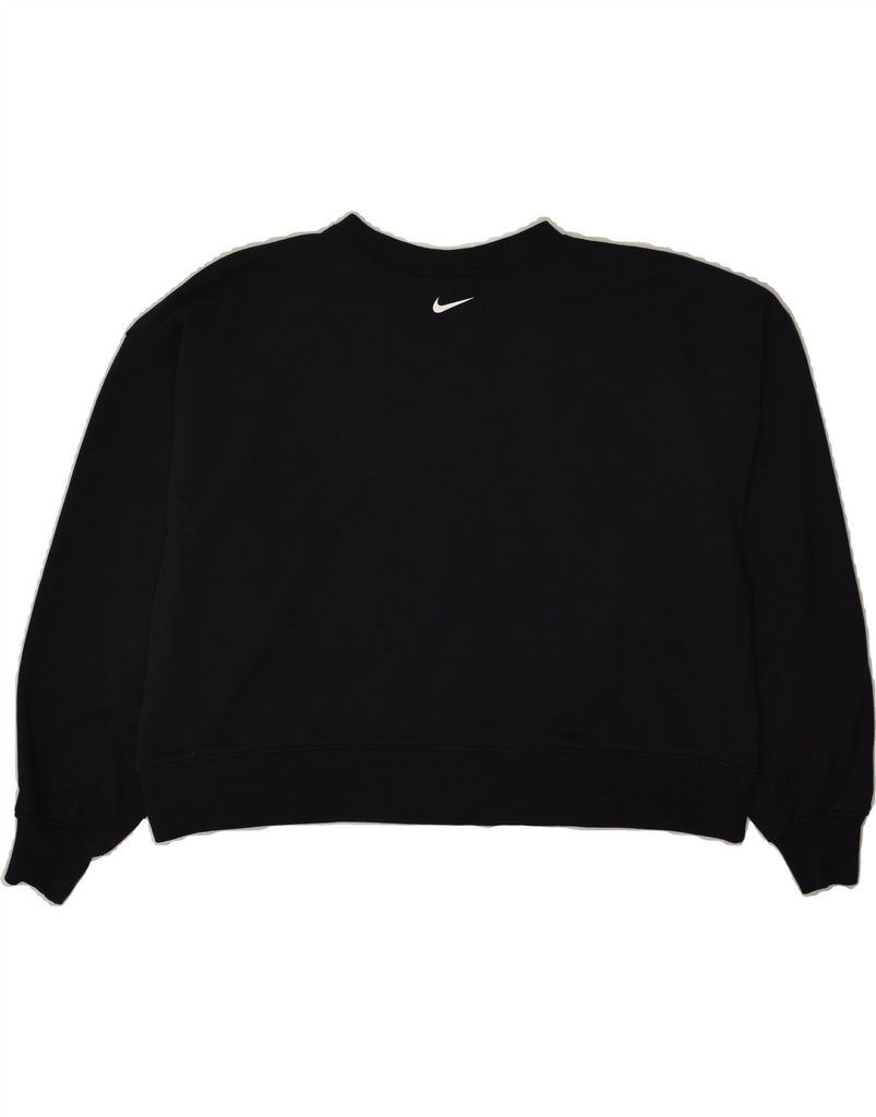 NIKE Womens Graphic Crop Sweatshirt Jumper UK 14 Medium Black | Vintage Nike | Thrift | Second-Hand Nike | Used Clothing | Messina Hembry 