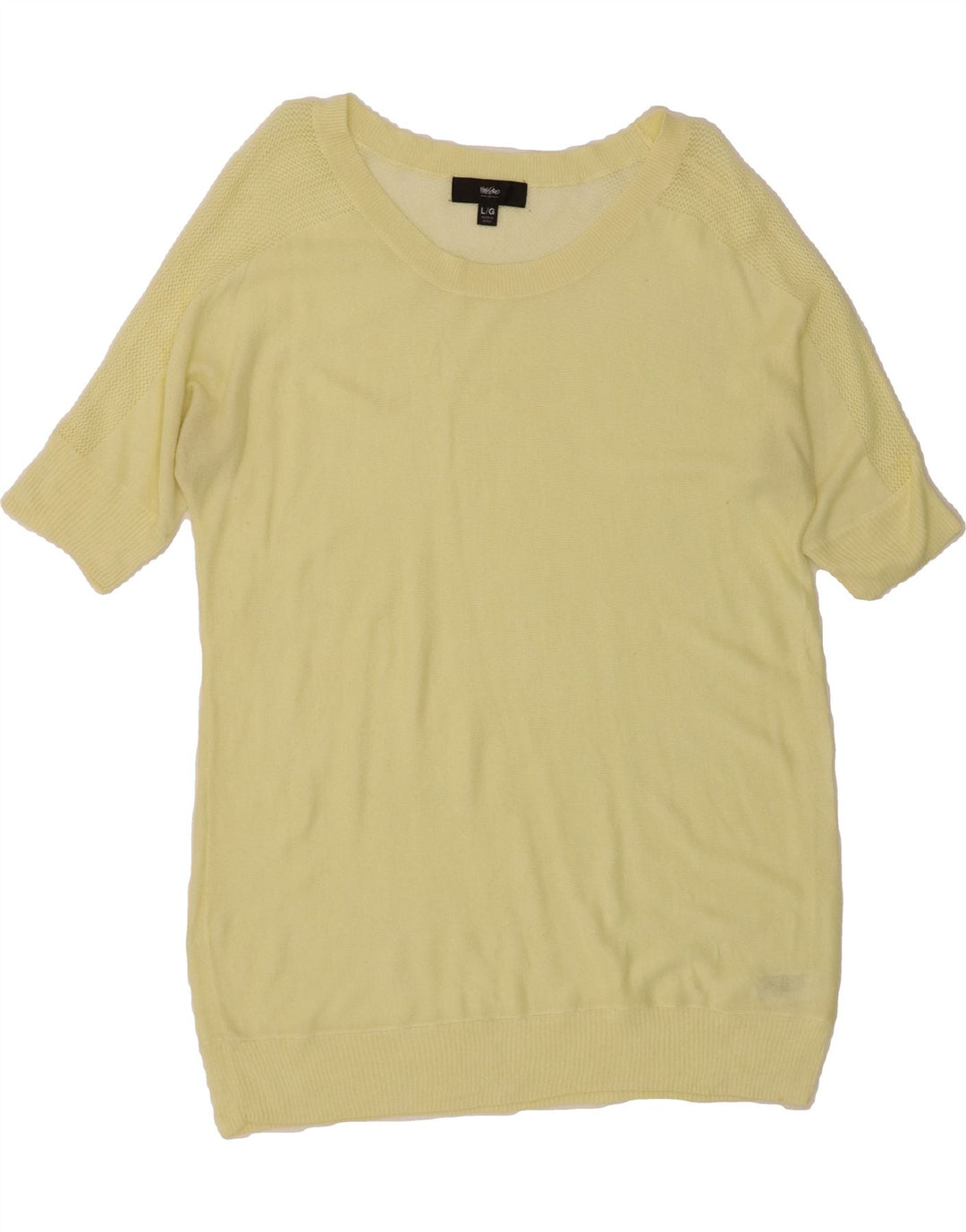 MOSSIMO Womens Short Sleeve Boat Neck Jumper Sweater UIK 16 Large Yellow Vintage Mossimo and Second-Hand Mossimo from Messina Hembry 