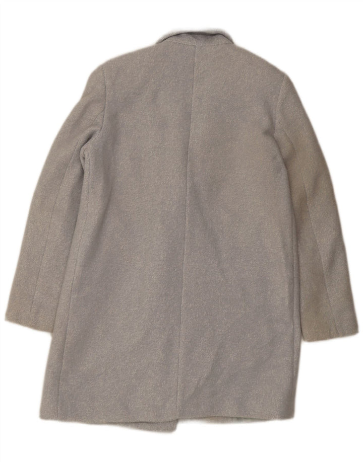 Zara Womens Oversized Double Breasted Coat UK 6 XS Blue Flecked